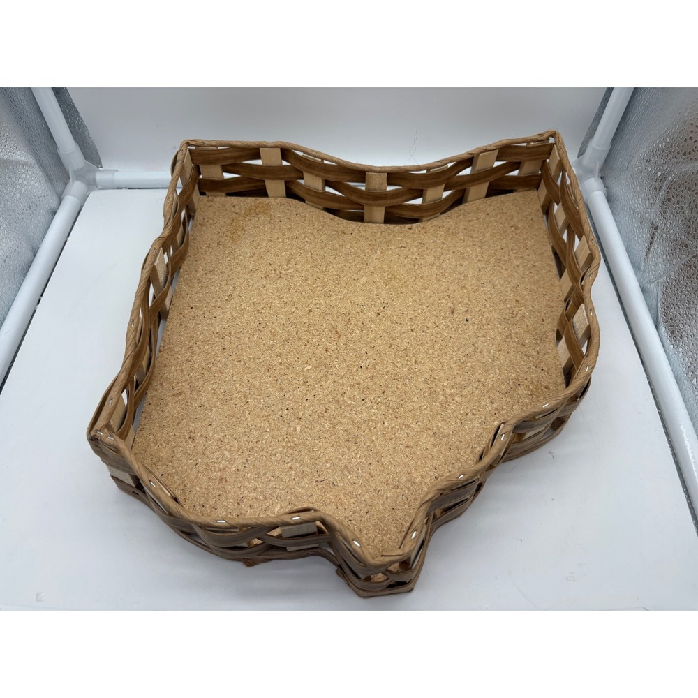 Vintage Ohio Shaped Wicker Basket Tray with Cork Bottom